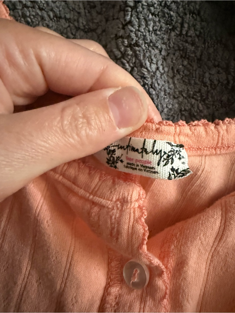 Free People Peach Button-Front Ribbed Tank size small - Picture 2 of 2
